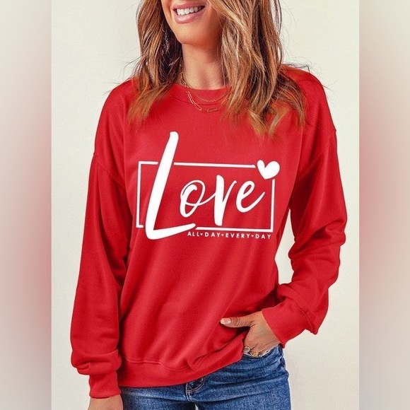 NWT red love all day everyday Vday sweatshirt size large - Picture 3 of 4